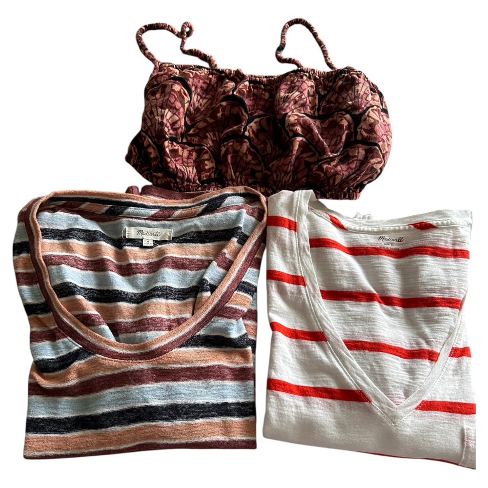 Madewell Striped and Patterned Short Sleeve Tees & crop top size L/M